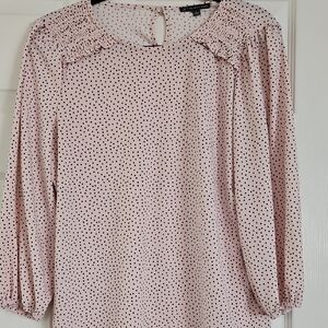 Adrianna Papell Light Pink and Black Polka Dot Top
